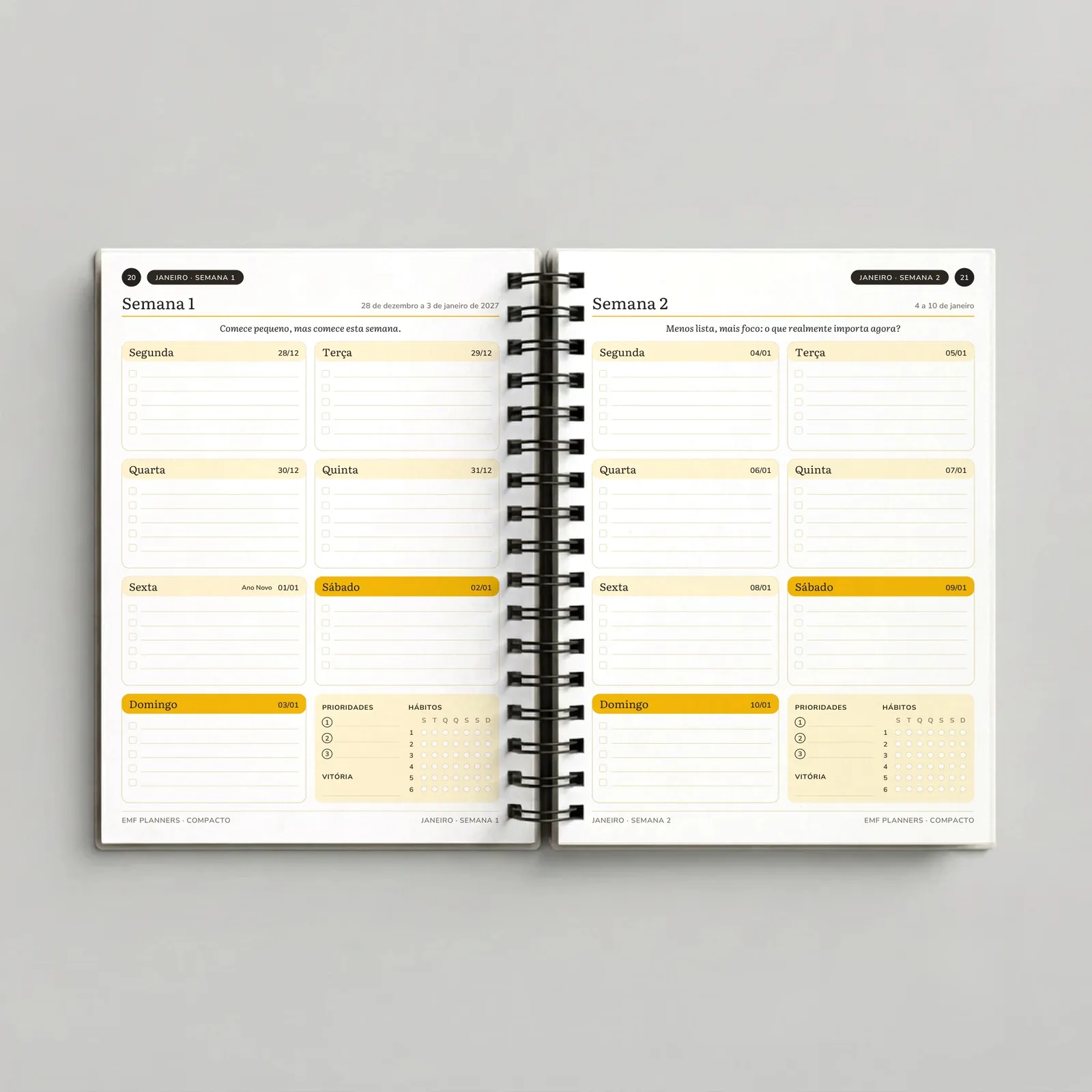 Planner Abelha – Mel, páginas internas