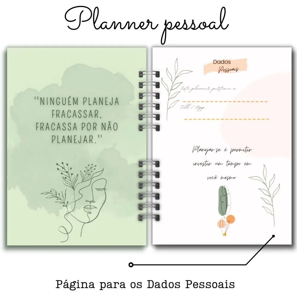 Planner Pessoal · Folhas Douradas, páginas internas