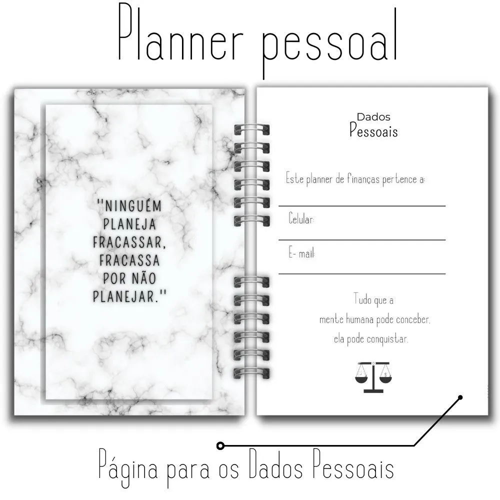 Planner Financeiro Masculino, páginas internas
