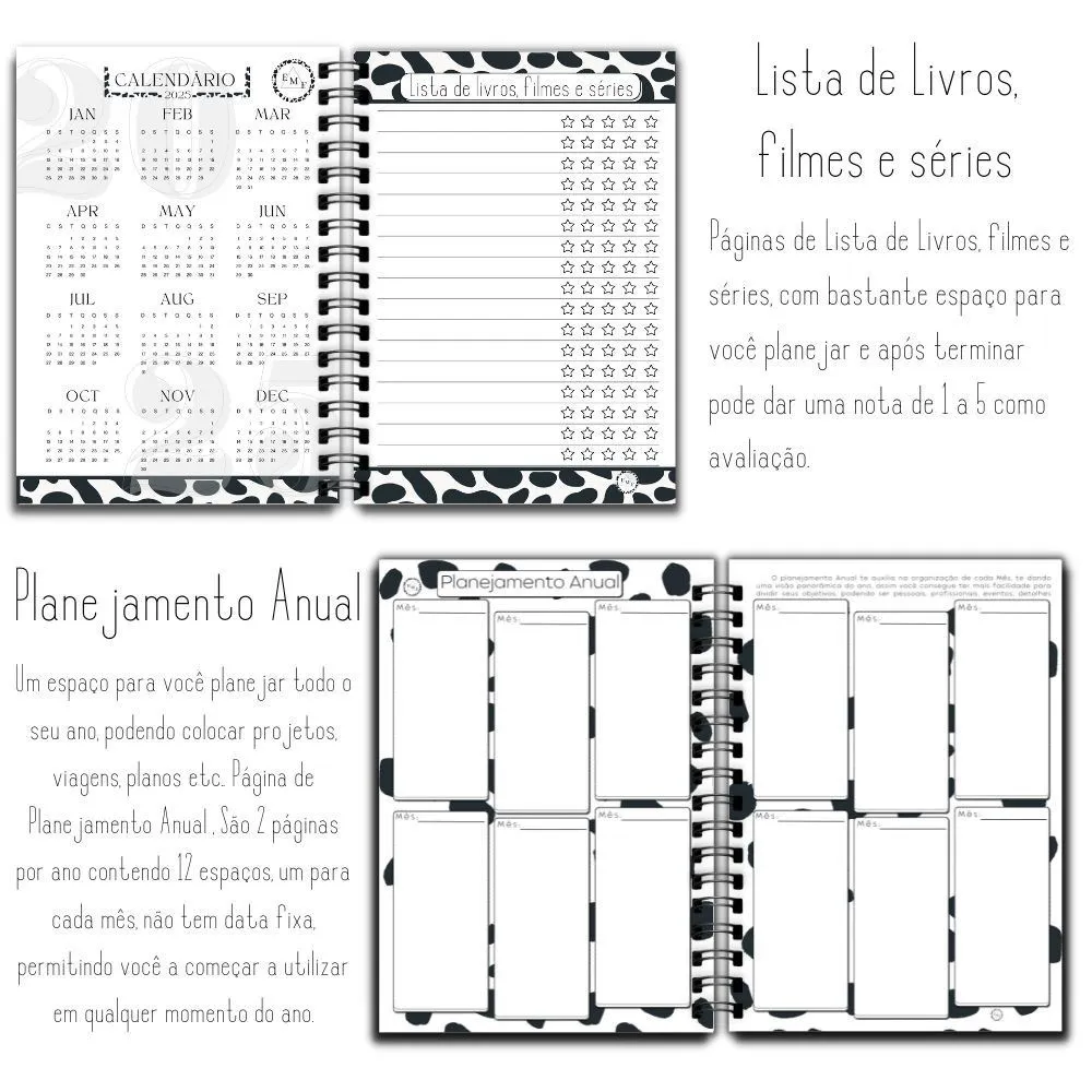 Planner White Moo, páginas internas