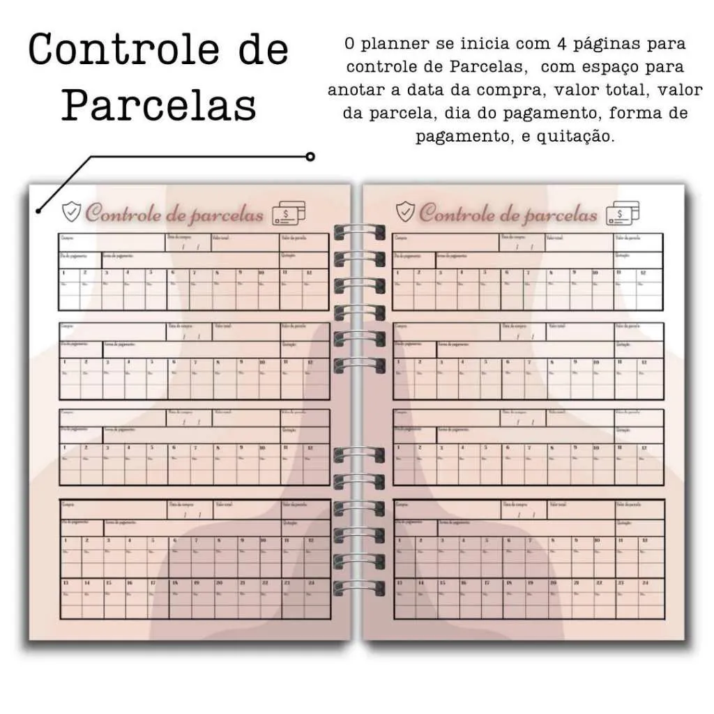 Planner Financeiro Feminino, páginas internas